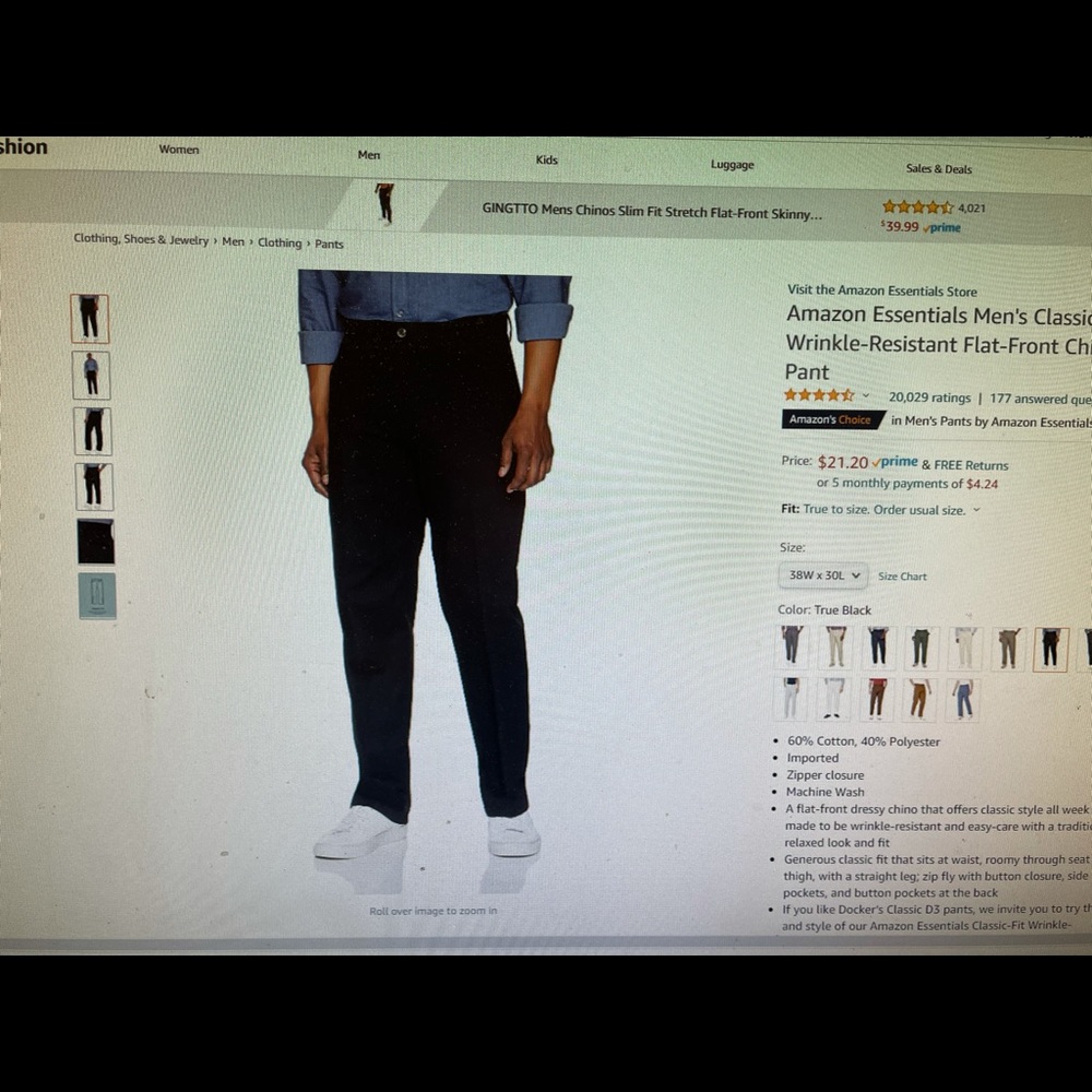 Amazon Men’s Chino Black Pants
